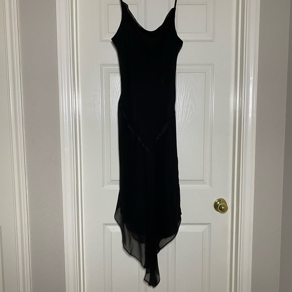Bobbie Bee 100% Silk Black Asymmetrical Dress